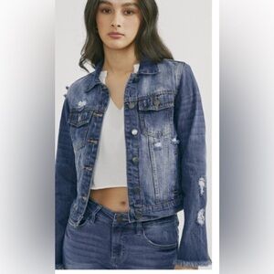 NATURE DENIM Los Angeles maximum comfort  blue jean pocket JACKET DISTREssed …